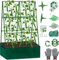 Cucumber Trellis for Garden 34 X 47 Inches A Frame Gardening Trellis with Fabric Raised Garden Bed Climbing Net and Plant Support Clips for Climbing Plants
