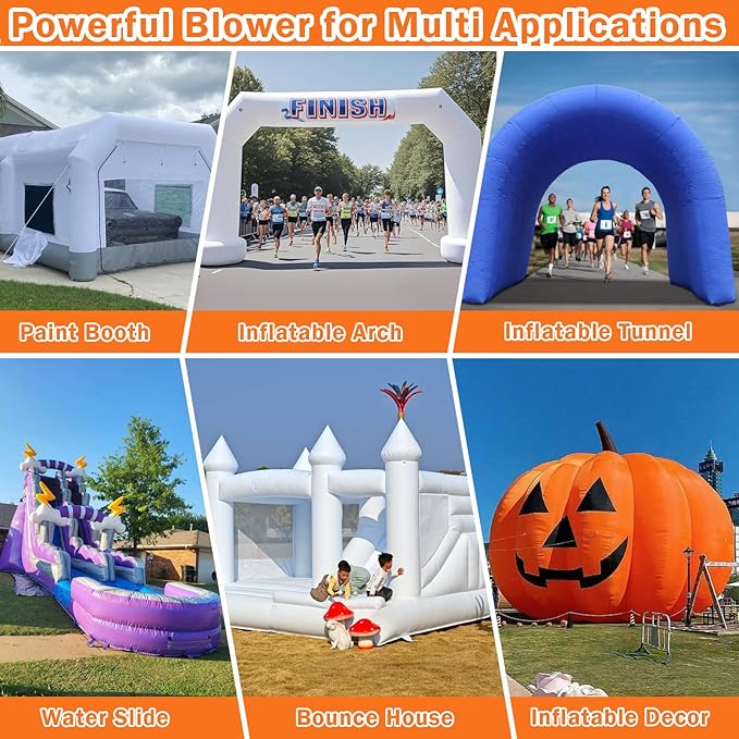 Bounce House Blower Dual - Mode 1300W / 1600W 1.7HP &amp 2.1HP Dual Speed Commercial Air Blower with Great Heat Dissipation Properties Super Strong Wind for Bouncy Castle Jump Slides Inflatables