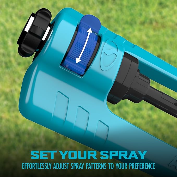 Aqua Joe SJI-OMS16 Indestructible Oscillating Sprinkler with Adjustable Spray and Metal Base 3600 Sq. Ft. Coverage Max 70-Foot Distance and 37.8-Foot Width