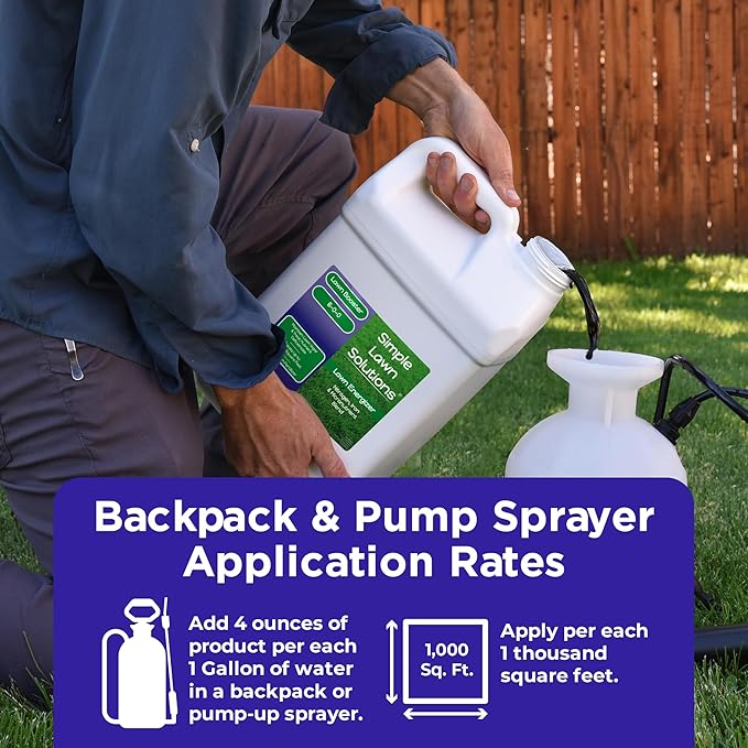 Commercial Grade Lawn Energizer- Grass Micronutrient Booster with Iron and Nitrogen- Liquid Turf Spray Concentrated Fertilizer- Any Grass Type All Year- Simple Lawn Solutions (2.5 Gallons)