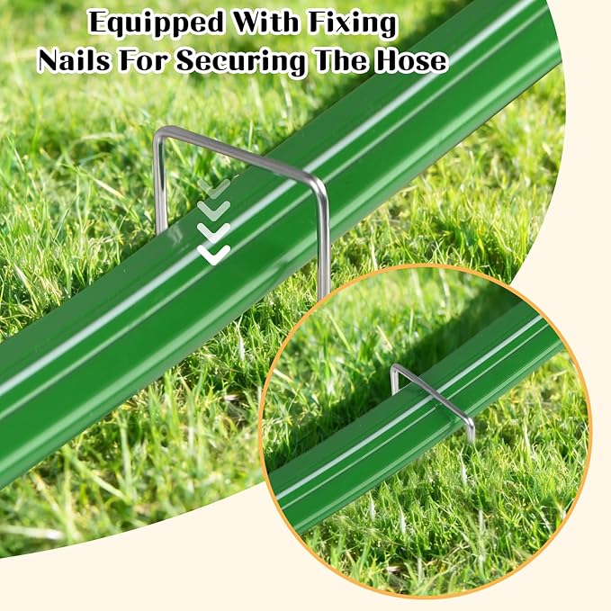 Sprinkler Soaker Hose for Yard 50 FT(25 ft 2pack) with Holes Flat Garden Soaker Hose with Splitters and Staples Drip Hose Sprinkler Watering Drip Irrigation Hoses for Lawn Garden Watering System