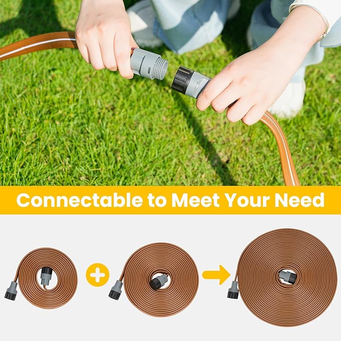 LINEX Sprinkler Soaker Hose 50 ft 2 pack for Garden Watering Hose with Holes High-Efficiency Sprinklers System for Lawn and Garden with Staples