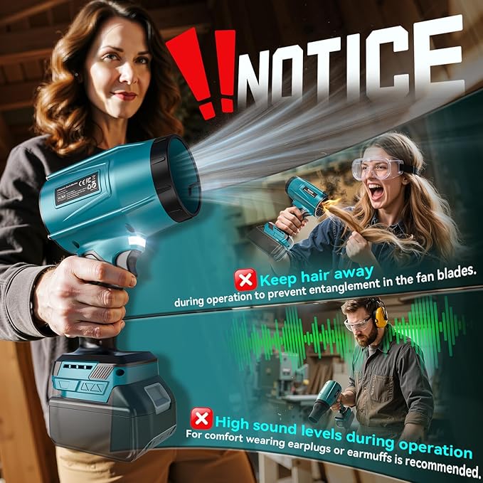 Leaf Blower Cordless Compatible with Makita 18V: 800000RPM Portable Dust Cleaner Electric Handheld Turbo Jet Blower Lightweight with Brushless Motor for Patio Cleaning Garden Lawn Care (No Battery)