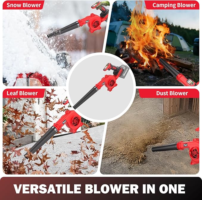 20V Cordless Leaf Blower - 4-Speed Electric Blower Lightweight for Quick Yard Cleanup Patio Driveway &amp Dust Removal - Complete Lawn Care Blower Kit(Only ToolRed)