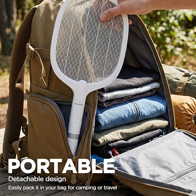 Fly Swatter Electric(2 Pack) USB-C Rechargeable Electric Mosquito Racket Portable Handheld Cordless Electric Bug Zapper Indoor Racket to Kill Mosquitoes Wasps Gnats Flies Bugs with Stand