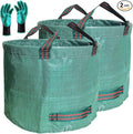Professional 2-Pack 137 Gallon Lawn Garden Bags Large (D34H34 inch) Yard Waste Bags with Gardening Gloves Big Leaf BagYard DebrisWaste ContainerLawn Trash BinGrass ClippingsWeeds Bags 4 Handles