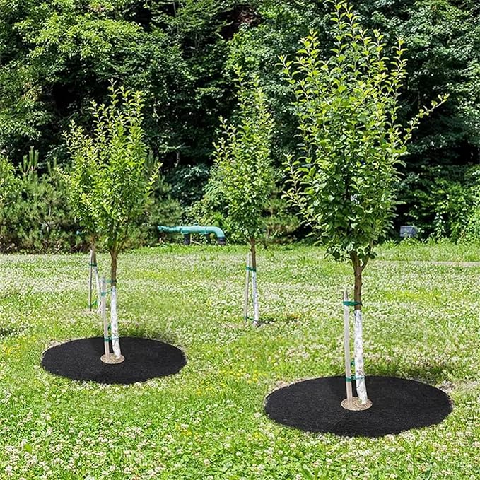 Non-Woven Tree Mulch Tree Protection Mats Control Cloth Mulch Ring Round Barrier Plant Cover for Indoor Outdoor Gardens Tree Mulch Mats