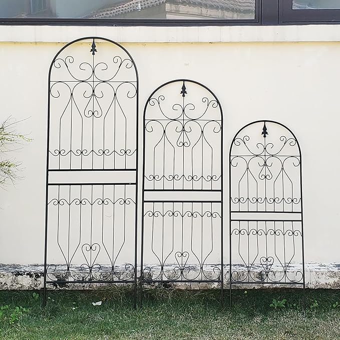 Trellis for Climbing Plants 59 H x 22 W Metal Unique Design Decorative Garden Structure Weather-Resistant Trellises Outdoor Decor Flowers Roses Vine Ivy Clematis 1 Pack