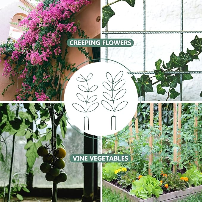 Alasum 2pcs Iron Climbing Plant Support Trellis for Garden Tomatoes and Orchids Green Metal Plant Climbing Rack for Indoor and Outdoor Potted