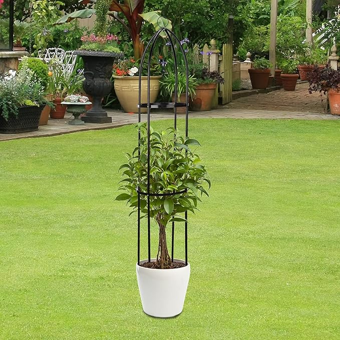 Garden Trellis for Climbing Plants Tower Obelisk Garden TrellisEuropean Iron Flower StandTall Plant Support Vine Supports Plant TowerOutdoor Flower Garden Support Rack (Medium