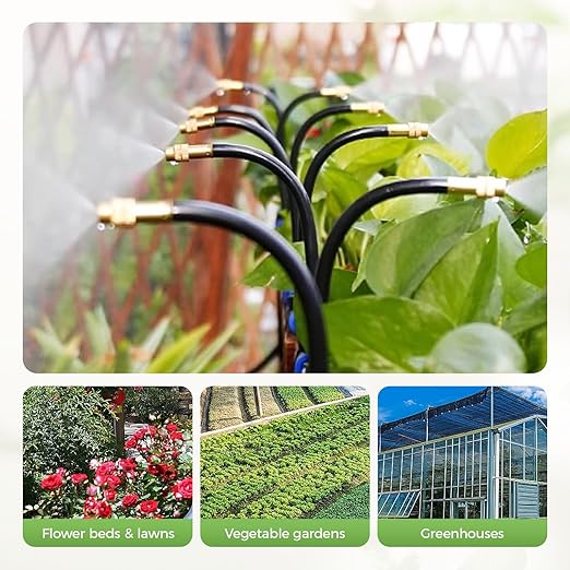 360° Curved Garden Automatic Irrigation System 2025 Upgrade Drip Irrigation System Kits Garden Grid Watering Sprinkler System DIY Irrigation Set for Greenhouse Yard Lawn Raised Garden Bed (32.8 FT)