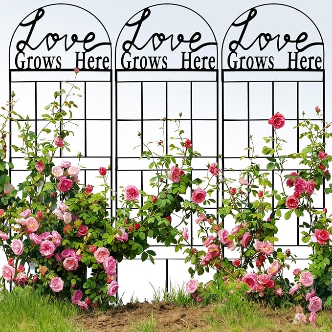 2 Pcs 43 Metal Garden Trellis for Climbing Plants Outdoor Heavy Duty Black Rustproof Coated Garden Trellis Climbing Plant Support Decorative for Plant Outdoor House Patio Flower Vegetable