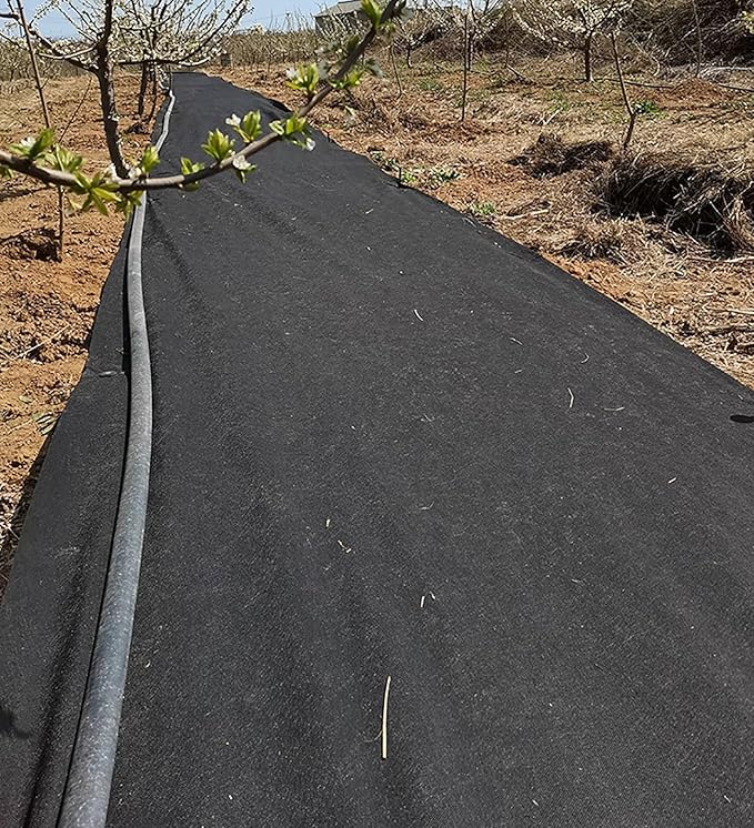 Weed Control Fabric Premium Weed Membrane Breathable Landscape Weed Barrier Tear-proof Black Woven Roll for Driveway Gravel Artificial Grass Lawn Underlay(1.2 * 50m)