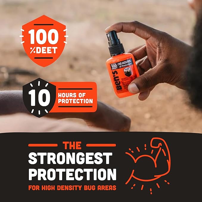 Ben's 100 Tick &amp Insect Repellent - Alcohol-Free DEET Insect Repellent Pump Spray - Offers 10 Hours of Protection for Adults &amp Children - 1.25 fl oz (Pack of 4)