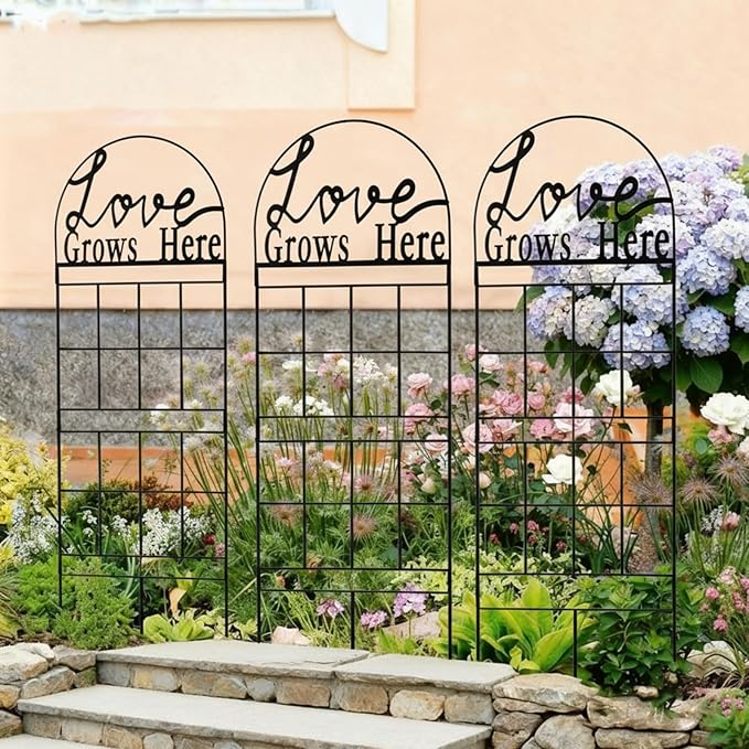 2 Pcs 43 Metal Garden Trellis for Climbing Plants Outdoor Heavy Duty Black Rustproof Coated Garden Trellis Climbing Plant Support Decorative for Plant Outdoor House Patio Flower Vegetable