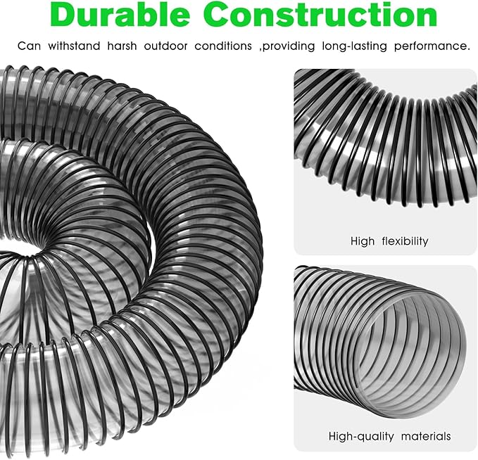 Leaf Vac Hose Dust Collection Hoses 8 Foot PVC Flexible Grass Catcher Leaf Vac Collection Vacuum Hose FOR DR Agri-Fab Trac Fits Most Brands Of Lawn Leaf Blowers (8 Inch Inside Diameter)
