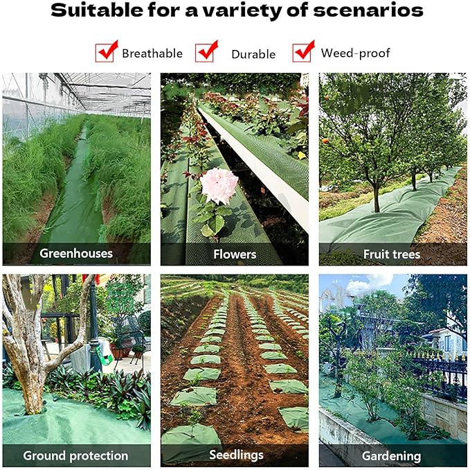 Durable Weed Barrier Landscape Fabric Permeable Ground Cover Gardening Weed Control Cloth for Construction Projects Greenhouse Easy to Install(1.2mx100m)