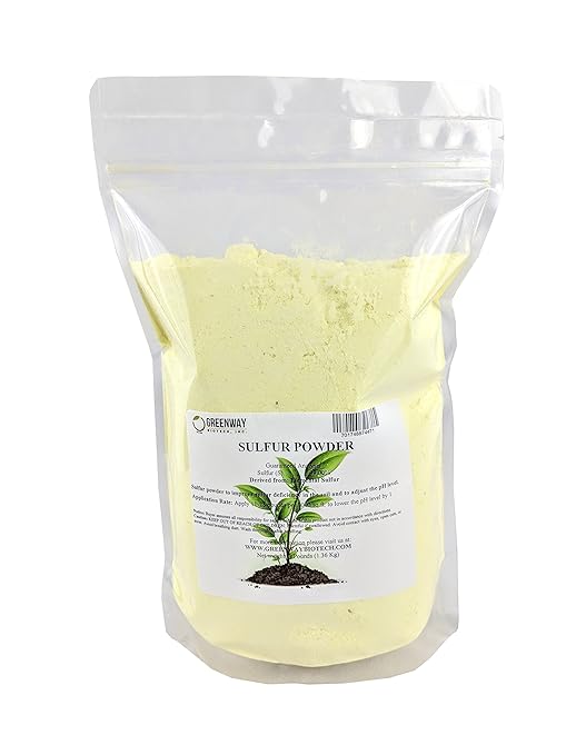 Greenway Biotech Inc. Organic Sulfur Powder Fertilizer for Plants- Required to Lower pH &amp Increased Sulfur Deficiencies- Essential Nutrients for Plant Growth with Macronutrients (3 Pounds)