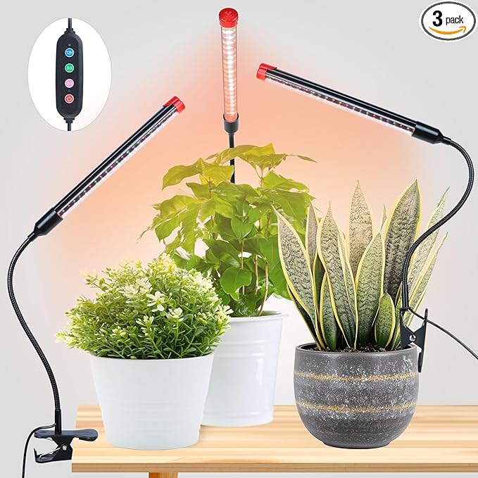 Game Changer! FECiDA 2026 3Pack 9 Watt Power Draw NO Need Adapter Clip Grow Lights for Small Indoor Plants Bonsai 4/8/12H Timer Enough Bright Like Sun for Your Plants