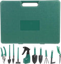 Veemoon 10pcs Metal Garden Tool Set with Rake Shovel Branch Pruner and Carrying Case for Planting and Landscaping Outdoor Gardening Supplies
