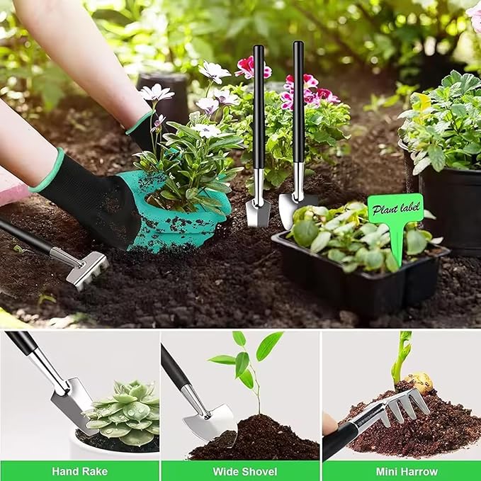 Bonsai Tool Kit High Carbon Steel Bonsai Tools Set Include Pruning Shears Scissors Trowel Rake PU Leather Bag and More Portable Garden Tool Set