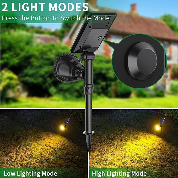 JSOT 600 Lumen Bright Solar Lights Outdoor WaterproofSolar Powered Landscape Spotlights Solar Walkway Lighting for Backyard Garden Pathway Driveway Path Wall Patio Decor Warm White 4 Pack