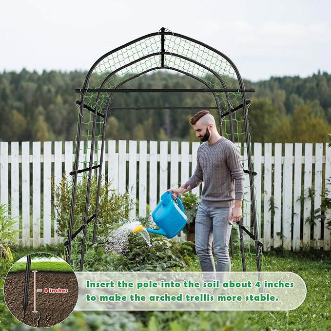 Garden Arch Trellis for Climbing Plants Outdoor 7ft Extra Tall Metal Walkway Trellis Cucumber Arch Trellis Archway Arbor Tunnel Large Trellis for Climbing Vines Vegetable Grape Garden Raise Bed