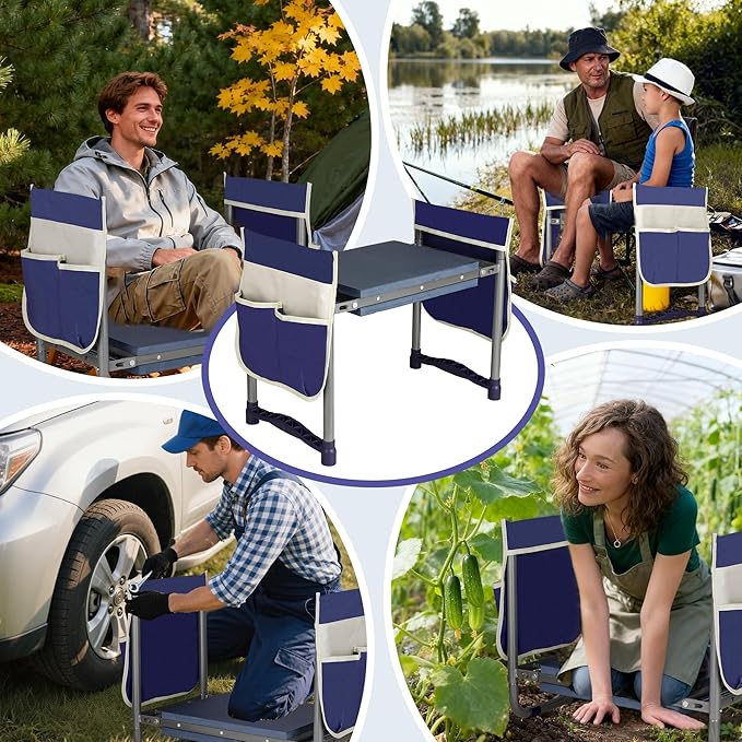 Luvenia Garden Kneeler and SeatFoldable Garden Stool 10.8 Wider Heavy Duty 2-in-1 Kneeling PadBench Kneeler and Seat Gardening Gifts for WomenMenSeniorsGrandparents