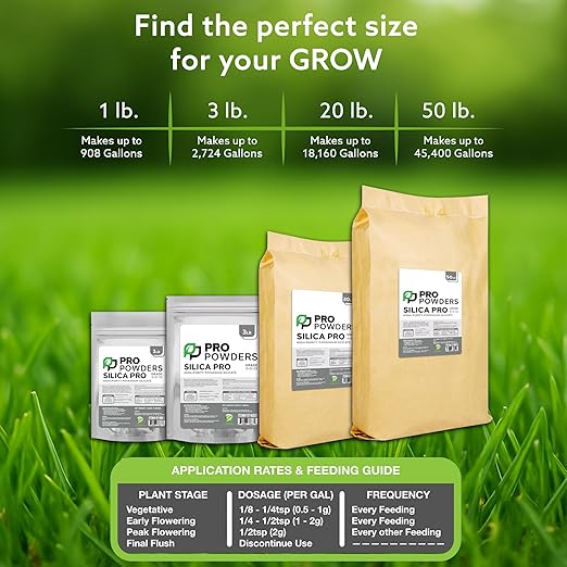 Pro Powders Silica Potassium Silicate 20LB Powder - Makes up to 18000 Gallons - Stengthens Branches &amp Nutrient Delivery System &amp Reduces Stress