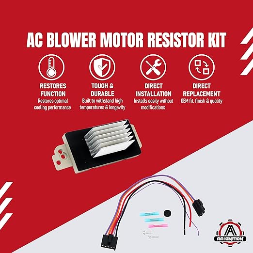 HVAC Blower Motor Resistor Complete Kit with Harness - Replaces 15 81773 89018778 89019351 1581773 15-81773 Compatible with Chevy GMC Vehicles - Silverado Tahoe Suburban Sierra Yukon XL