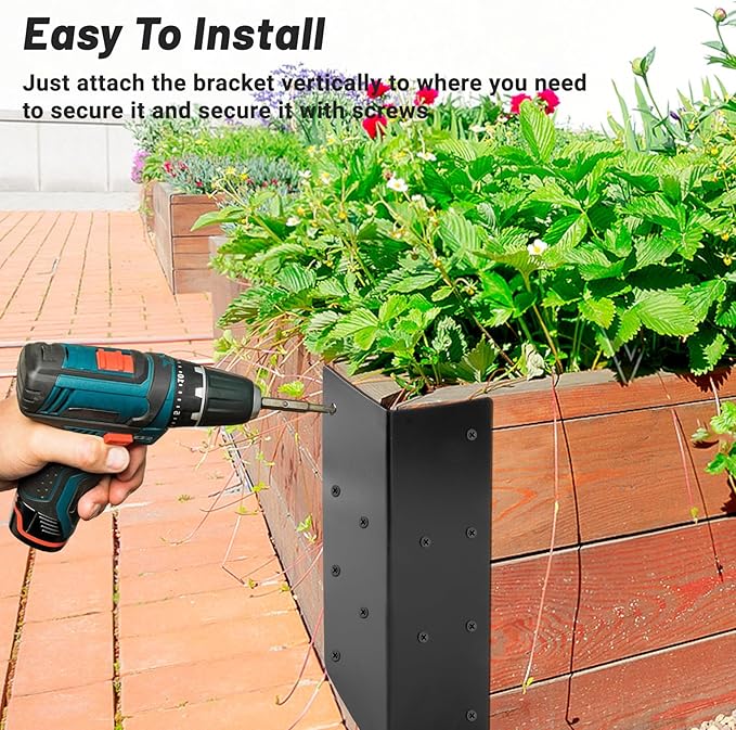 U0U 4 Pcak Raised Garden Bed Corner Brackets6 x 3 x 3 Metal Corner Brackets for WoodBlack Raised Bed Corners with Screws for Vegetable Flower Planter Garden (6 x 3 x 3)