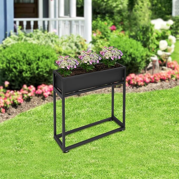 Elevated Planter Box Raised Garden Bed for Herbs and Flowers 28in Tall Rectangular Planter for Backyard Gardening Freestanding Plant Stand Raised Garden Planter for Indoor Outdoor Using
