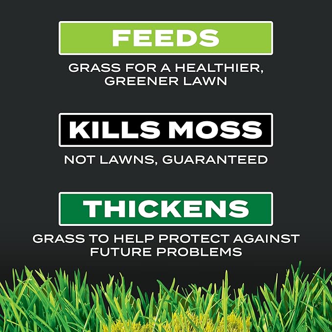 Scotts Turf Builder Triple Action for Moss Control - Moss Killer and Lawn Fertilizer Lawn Care Covers Up to 8000 sq. ft. 40 lb.