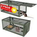 2 PCS Humane Mouse Rat Traps Mice Chipmunk Squirrel Traps and Other Live Animal Cage Catch and Release for Indoor and Outdoor-Green