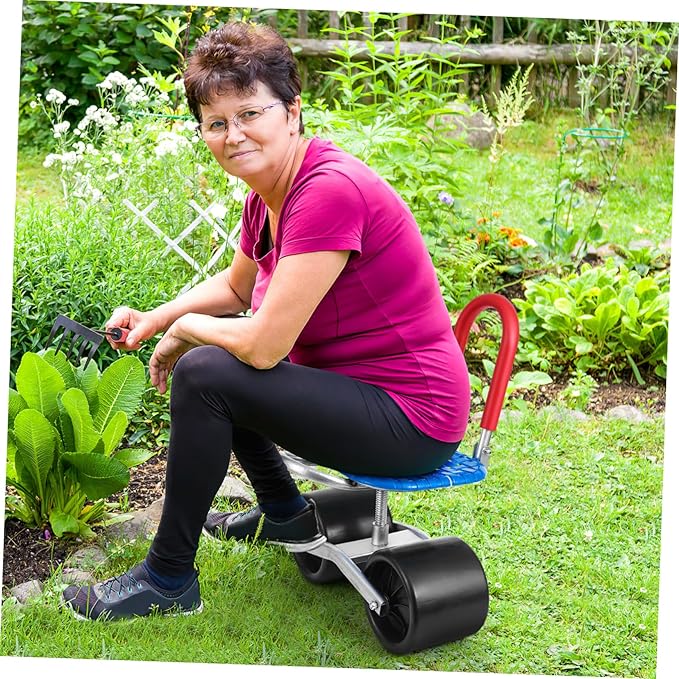 Rolling Garden Seat with 360° Rotation Height Adjustable Stool for Comfortable Gardening