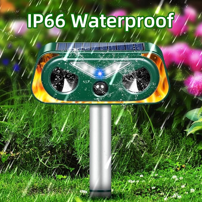 2026 Solar Ultrasonic Animal Repeller Outdoor with Flashing Lights &amp Motion Sensor Animal Deterrent Devices for Deer Cat Squirrel Raccoon Rabbit Fox Skunk Repellent for Yard Garden4 Pack