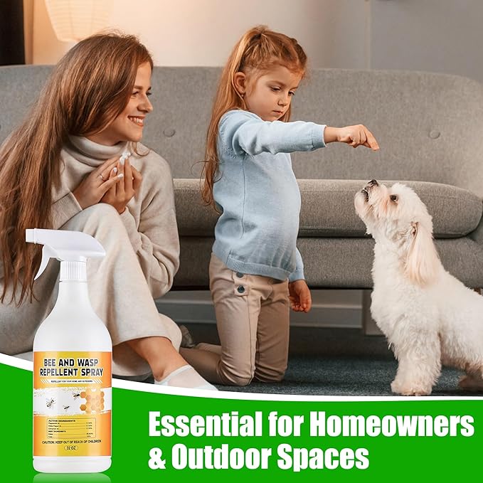 Wasp Repellent Spray - Bee Spray with 100% Safe &amp Natural Protection with Long-Lasting FormulaHornet Spray Fresh &amp Energizing Scents for Outdoor &amp Home