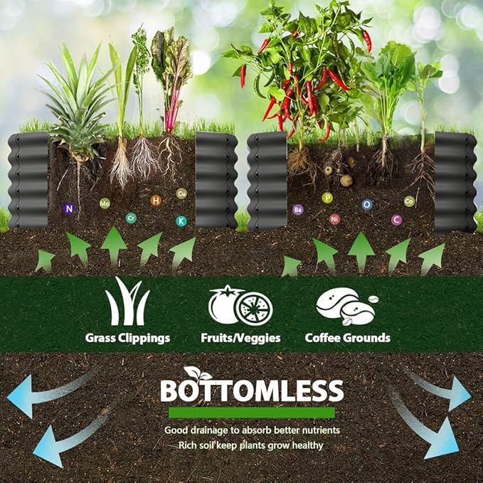 A ANLEOLIFE 2-Pack 4ft x 18” Tall Galvanized Raised Garden Beds Outdoor Round Metal Planter Box for Planting Vegetables Flowers Herb Anti-Rust &amp Easy-Setup Quartz Grey