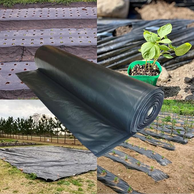 Farm Plastic Supply - Weed Control 6 Mil Black Plastic Sheeting - Heavy Duty Weed Barrier Landscape Fabric for Outdoor Gardens Non Woven Weed Blocker Fabric Weed Control (40' x 100')
