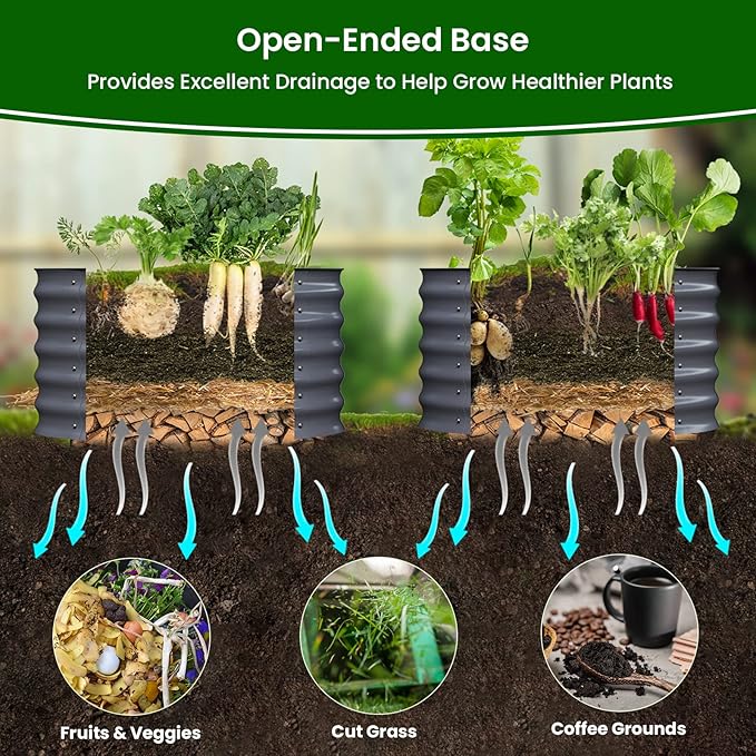 Olle 2 Pack 17 Tall Durable Round Raised Garden Bed Raised Beds for Gardening Vegetable Planter Boxes Outdoor Raised Garden Boxes for Herbs Veggies Flowers Mid-Grey 24 X 17