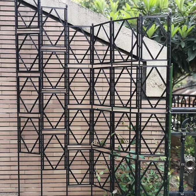 Garden Trellis for Outdoor Use MARXAN Decorative Plants Support Trellis for Climbing Roses Flower and Vines Easy to Install and Foldable Design - Black(W60xH120CM(2.0x3.9FT))