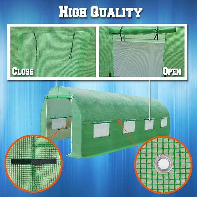 Strong Camel Greenhouse Replacement Covering for Outdoor Larger Hot Garden House  Support Arch Frame Climbing Plants/Flowers/Vegetables (20' X 10' X 7' Cover)