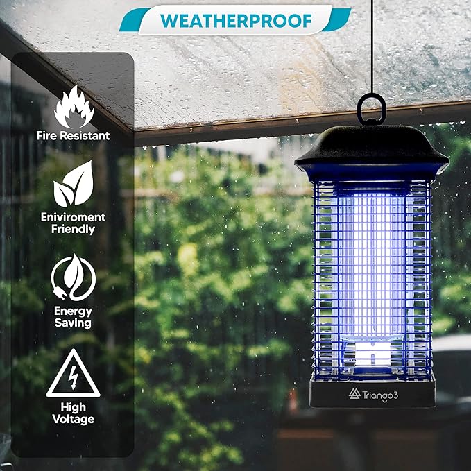 Bug Zapper Outdoor Waterproof – 18W Lamp Outdoor Fly Traps – Compact and Ergonomic IPX4 Mosquito Killer Outdoor – Special Cleaning Mechanism – Ideal for Yard Patio Balcony