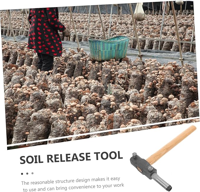 Double Head Mushroom Hammer Log Inoculation Tool Spawn Mushroom Planting Puncher Garden Tool Set Made of Wood and Iron Sturdy
