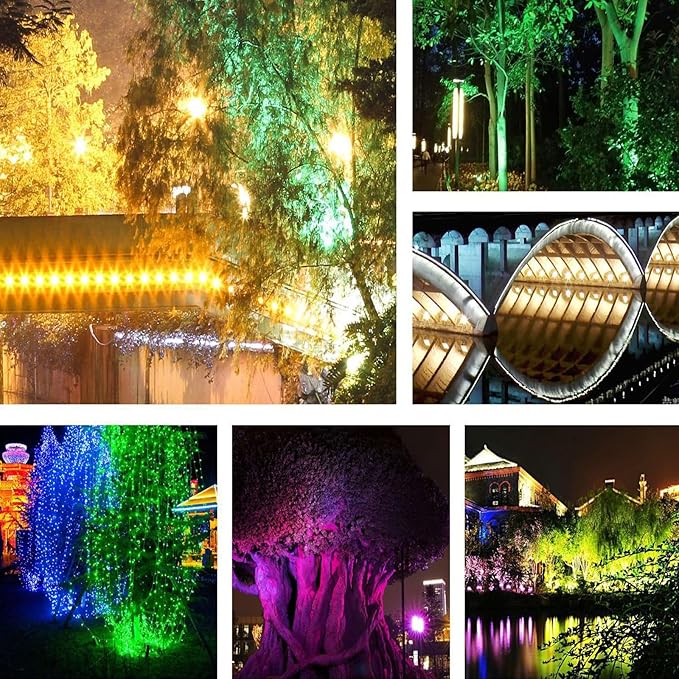 Led Beam Light - Outdoor Spotlight AC 220V Round LED Floodlight IP65 Waterproof Triple Plug-in Tree Lamp Garden Courtyard Greening Lawn Projection Tree Landscape Spotlight(BlueA-6W)
