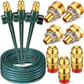 Landical Above Ground Irrigation Garden Sprinkler System 3 Pack Lawn Sprinkler and 32.8 ft Garden Hose Drip Irrigation System Garden Watering System DIY Plant Watering Set for Yard(Dark Green)