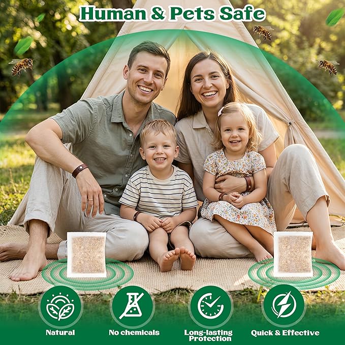 Bee and Wasp Repellent Pouches Natural Peppermint Oil Wasp Repellent for Indoor Outdoor Home Kitchen Bee Bug Deterrent Trap Poisoning Repels Yellow Jacket Hornet Safe for Pet Kids (24 Pack)