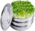 Aulock Stainless Steel Seed Sprouting Kit - 3-Tier Microgreens Growing Tray 7.9 in Dia Stackable Round Sprouter Maker with Encrypted Mesh Sprouts Grower for Beans Broccoli Alfalfa Seeds Wheat Grass