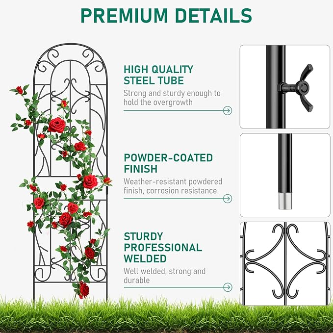 DoCred 4 Pack Garden Trellis for Climbing Plants 59 x 16 Metal Plant Trellis for Plant Support Large Decorative Outdoor Trellis for Vegetable Flower Rose Vine