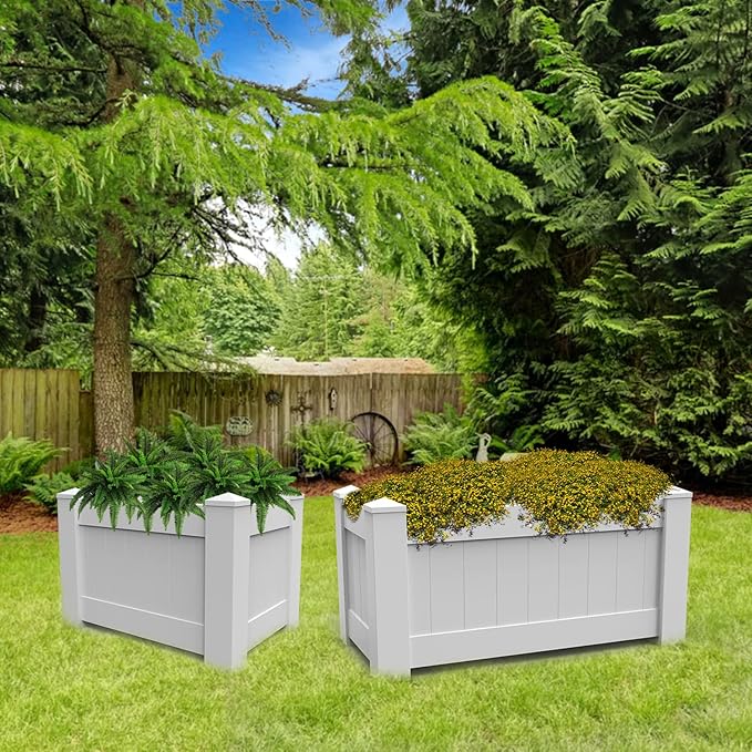 Windscreen4less 5 PCS 31x20x20 Vinyl Raised Bed White Planter Box for Patio Balcony Deck Vegetables Herbs and Succulents Outdoor Indoor